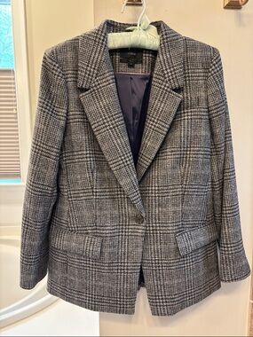 J. Crew Women's Gray Glen Plaid Single-Button Blazer